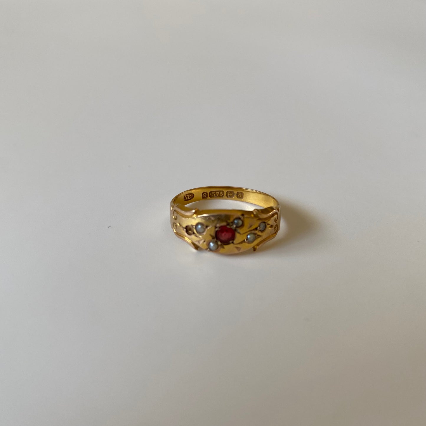 9k victorian ruby and pearl ring