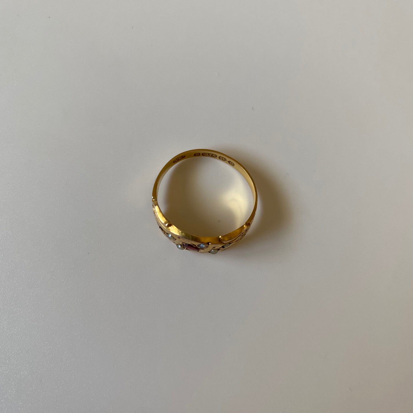9k victorian ruby and pearl ring
