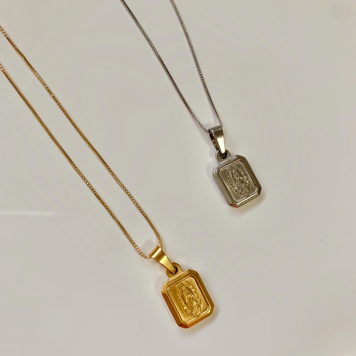 gold and rhodium mother necklace