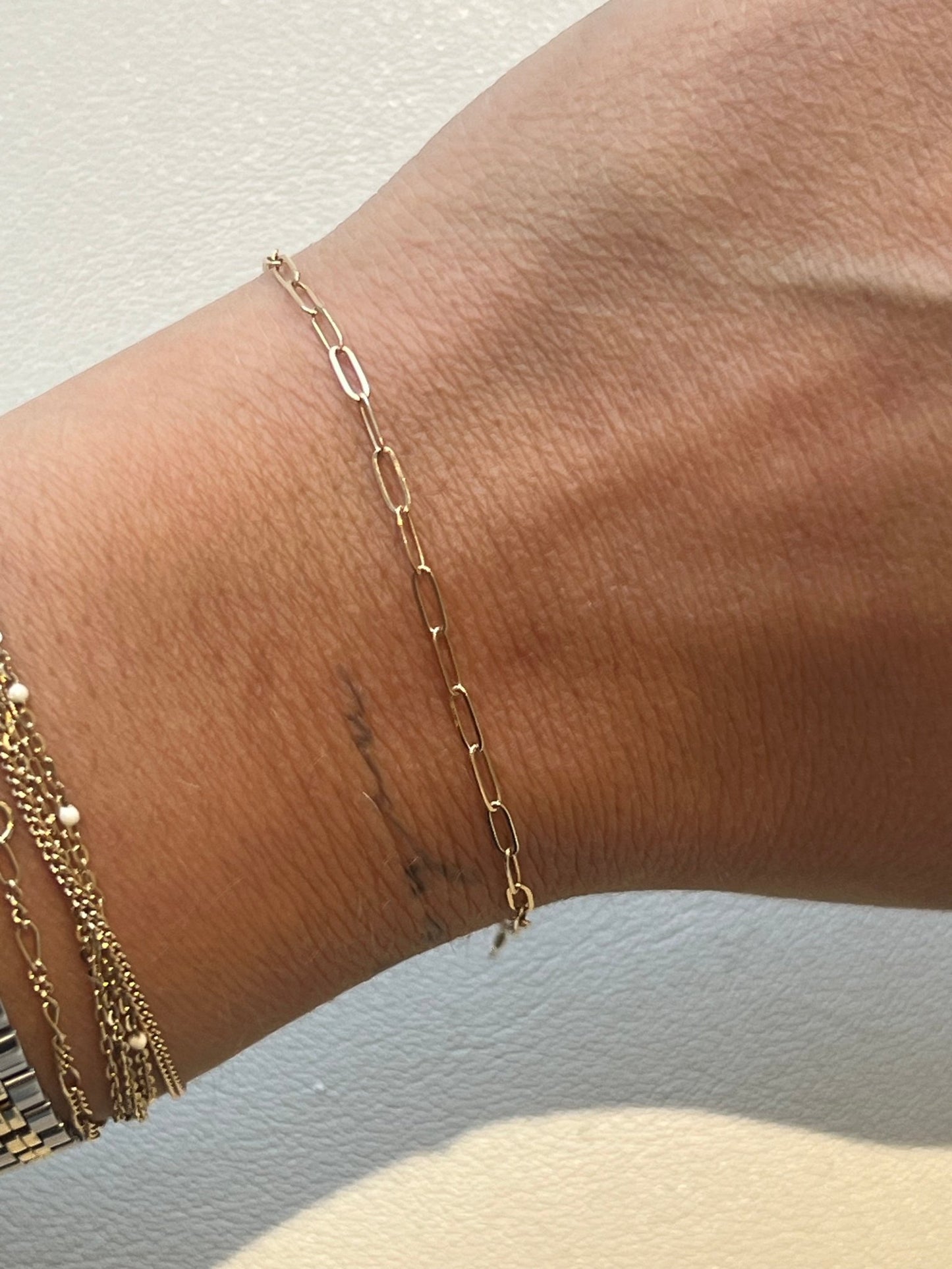 14k dainty paperclip bracelet - gldn grl