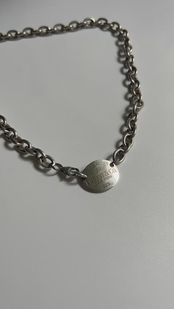 
                  
                    Load and play video in Gallery viewer, Tiffany and Co. oval disc choker
                  
                