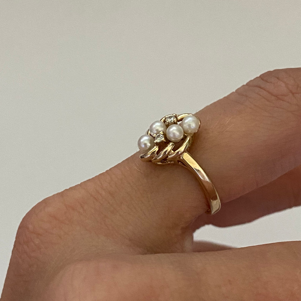 Pearl and diamond gold 2025 ring