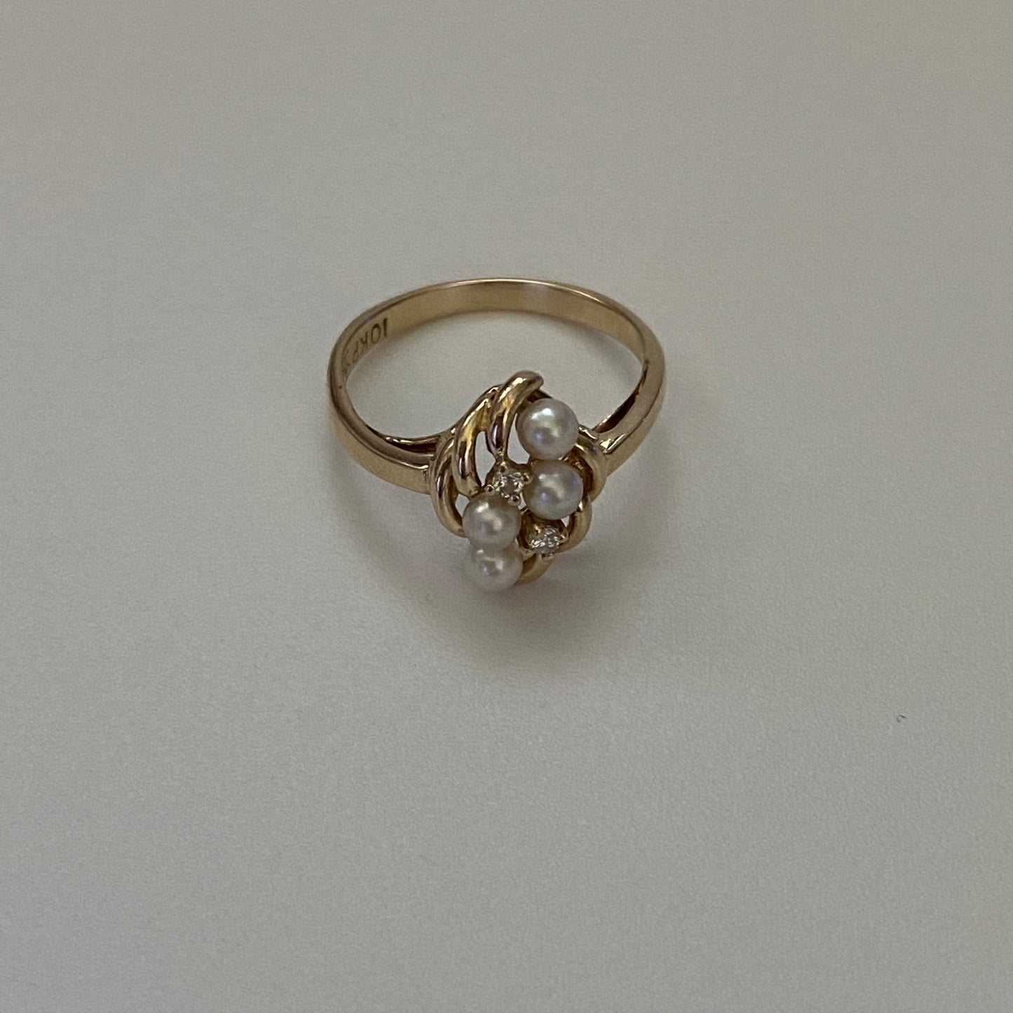 Pearl and diamond cluster ring on sale