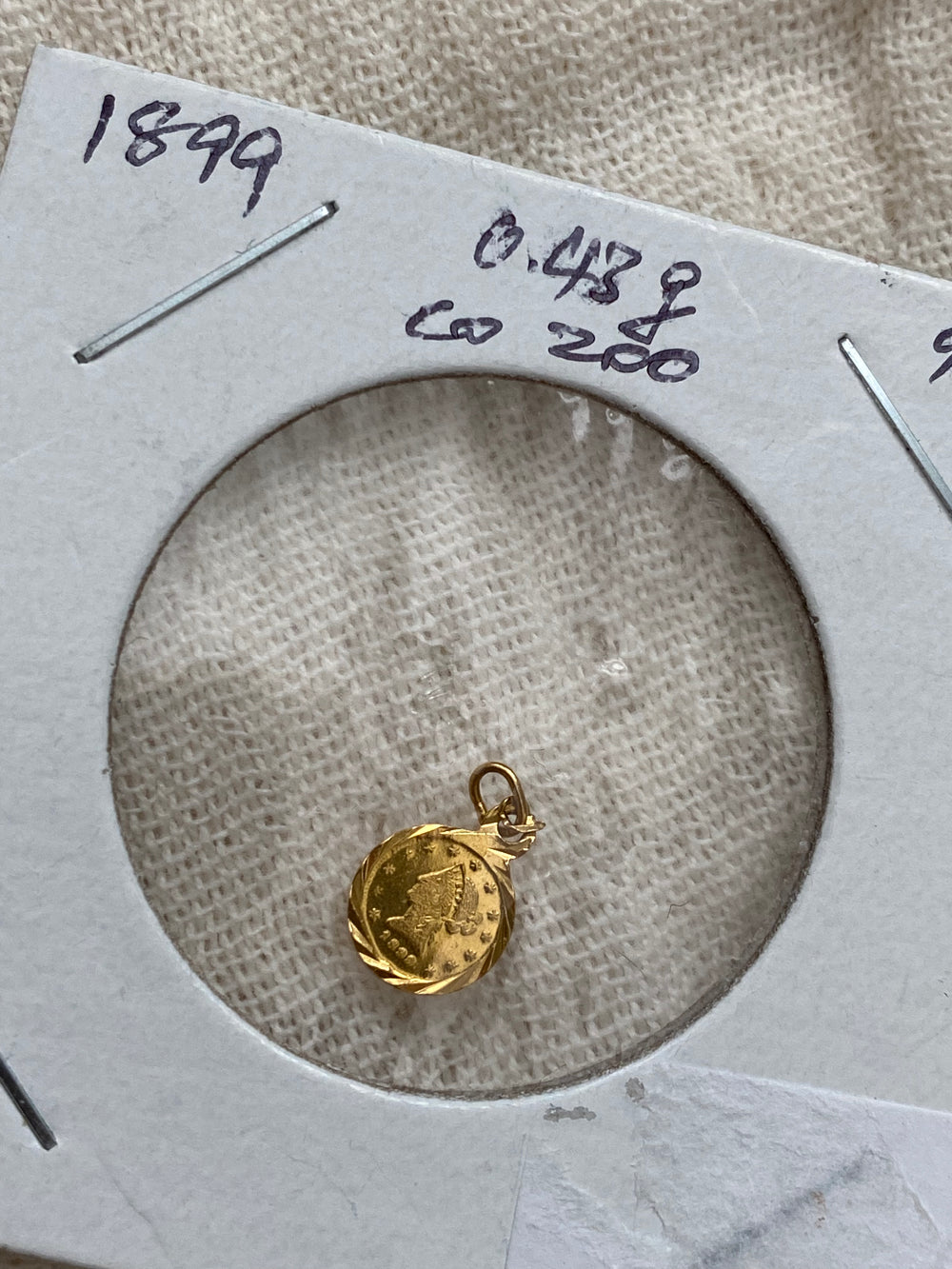 22k gold coin charm